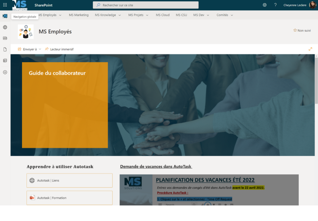 Exemple d'intranet Sharepoint - 1